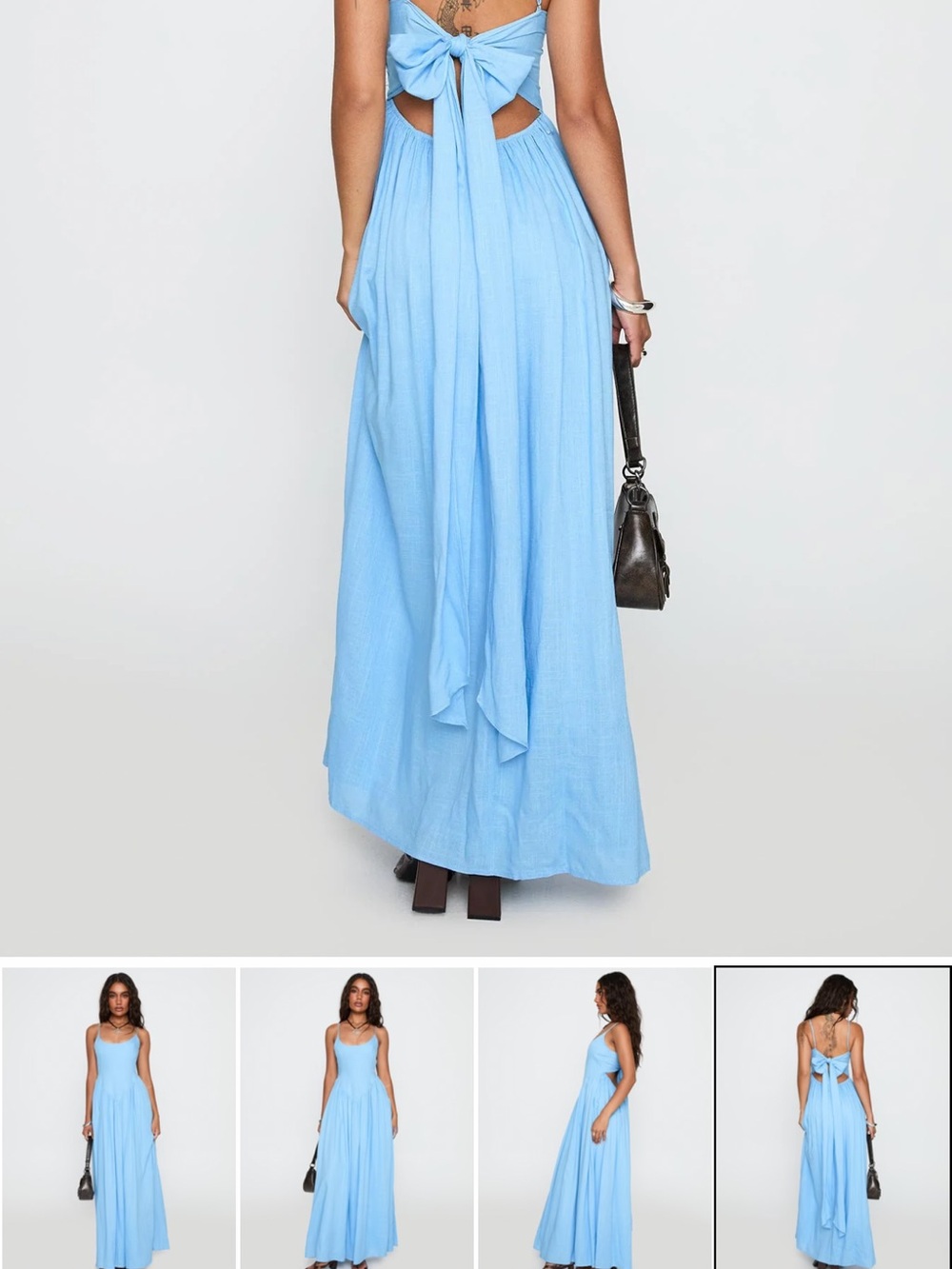 Princess Polly Light Blue Maxi Skirt with Tie-Back Detail